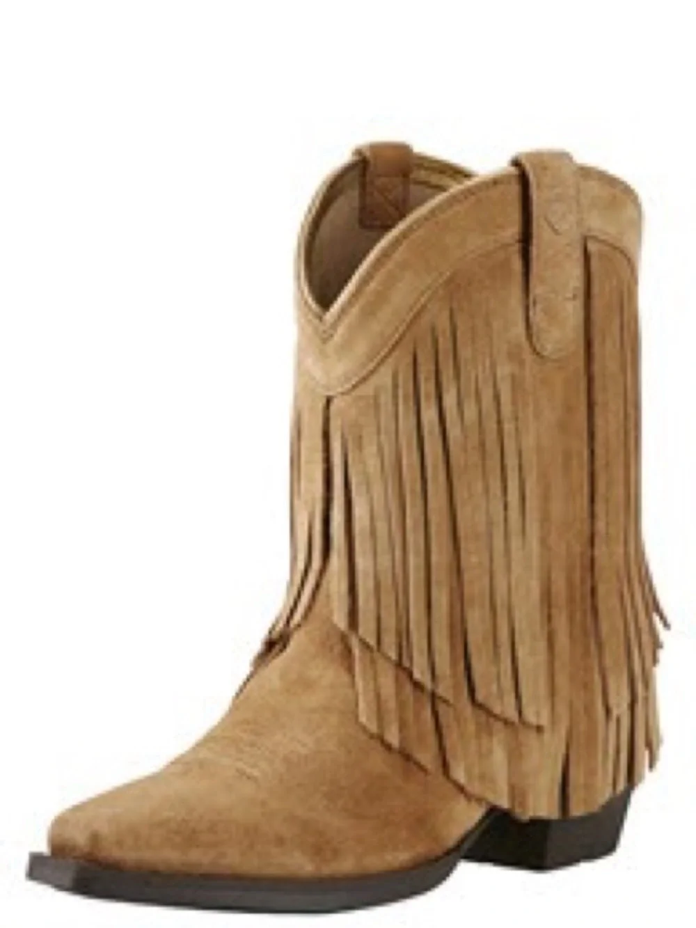 Ariat Childrens Kids Gold Rush Rustic Bark Suede Leather Fringe Boots Tan 1.5